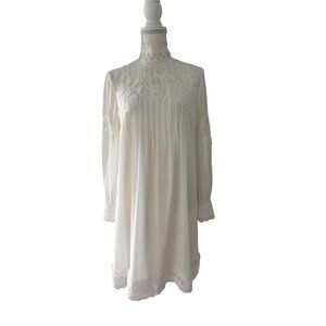 TED BAKER White High Neck Long Sleeve Dress Size 3